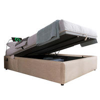 POLSTERBETT 160/200 cm in Natur Leinen mit Bettkasten, USB und Type-C - Naturfarben, Holzwerkstoff/Textil (160/200cm) - WISHDOR