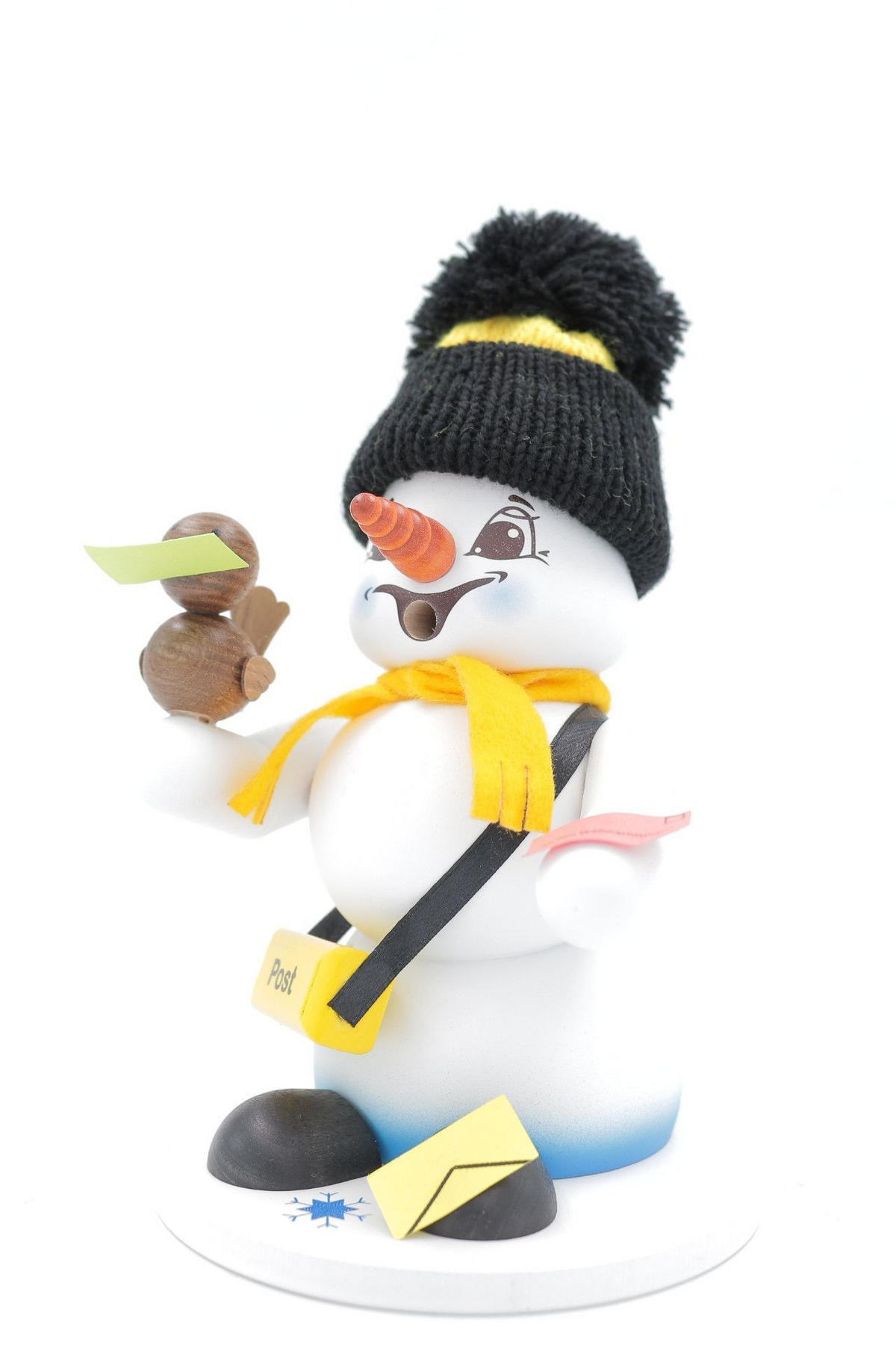 RAUCHFIGUR Schneemann Weiß Postbote 19 cm - Multicolor, Holz (15/19/0.1cm)