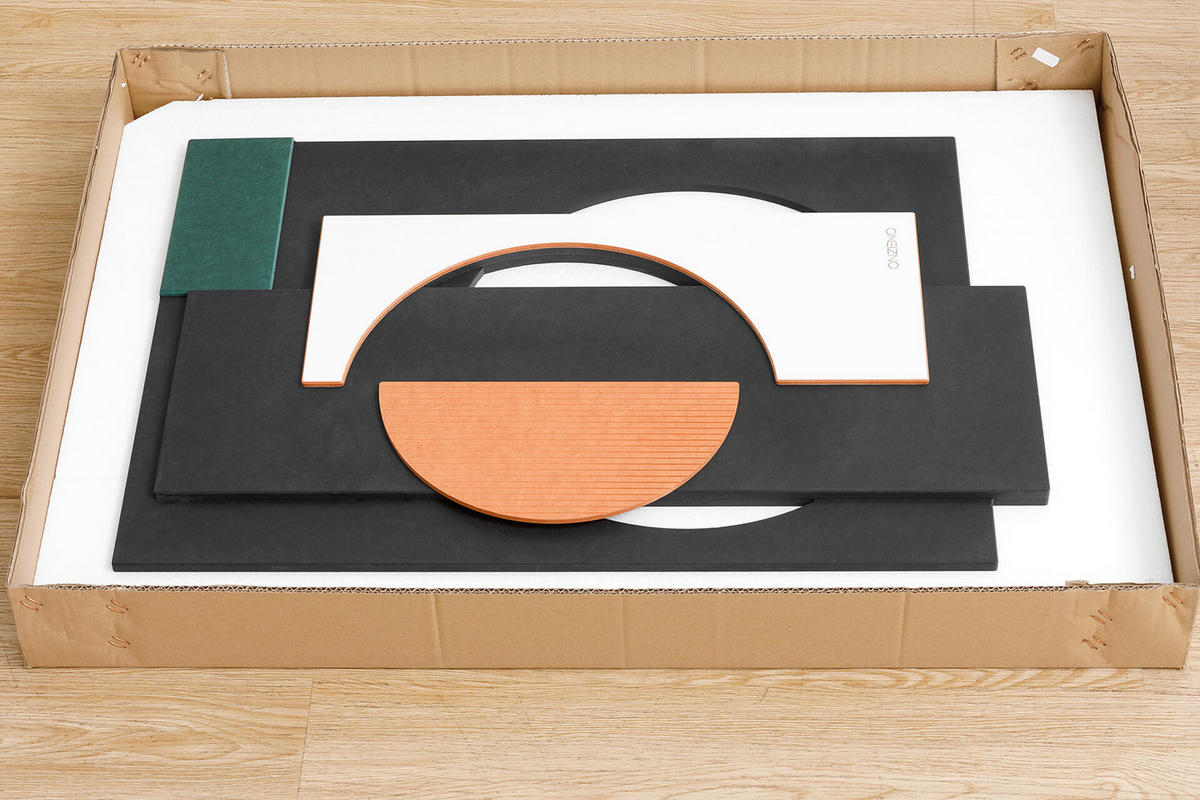 HOLZBILD Schwarz-Weiß 50/74,5 cm - Schwarz/Orange, Metall (4.65/74.5cm) - KUNSTLOFT