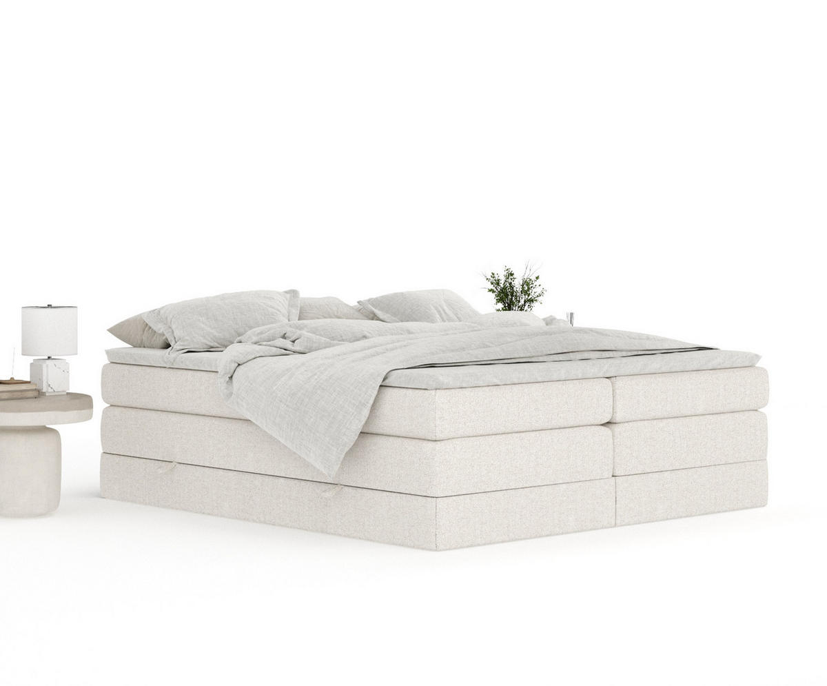 BOXSPRINGBETT Juniper Beige 200/200 cm - Beige/Schwarz, Holz/Holzwerkstoff (200/200cm) - Maison de Reve