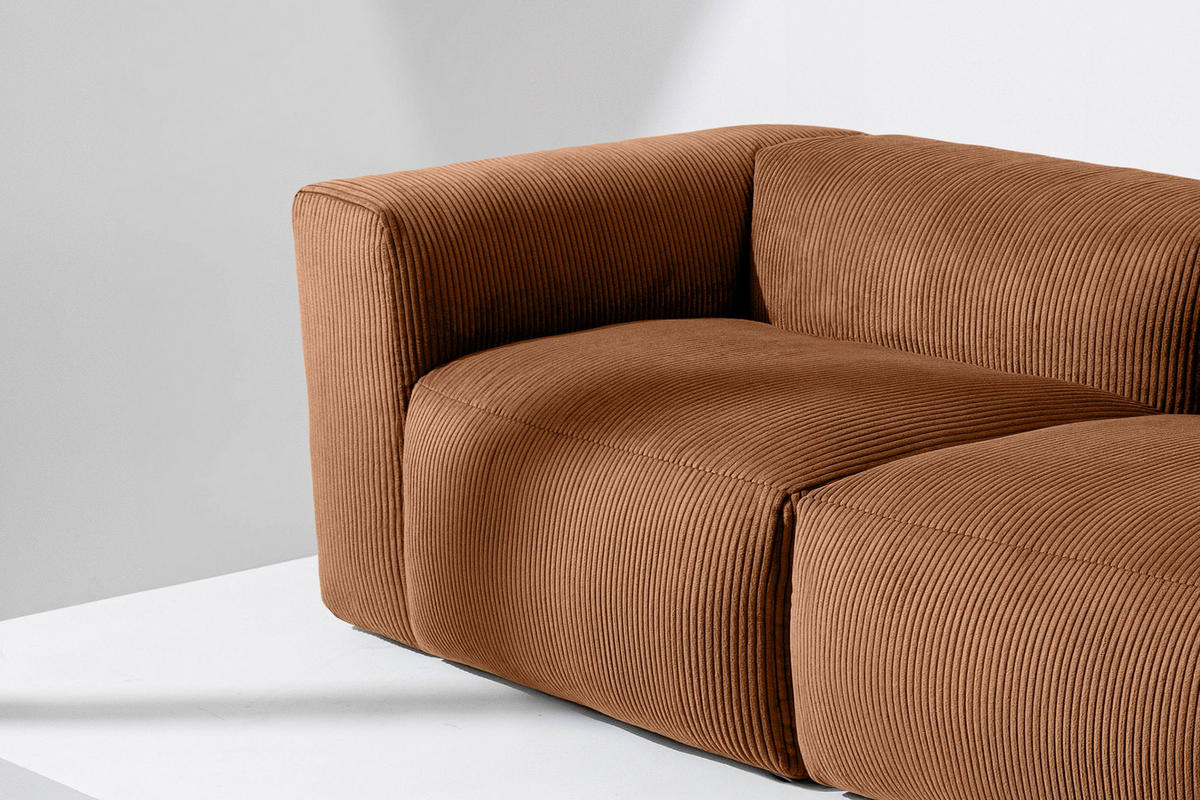 2,5-SITZER-MODULSOFA BUFFO mit extrem weicher und bequemer Sitzfläche, Kordstoff, ore - Orange, Textil (250/73/96cm) - KONSIMO®