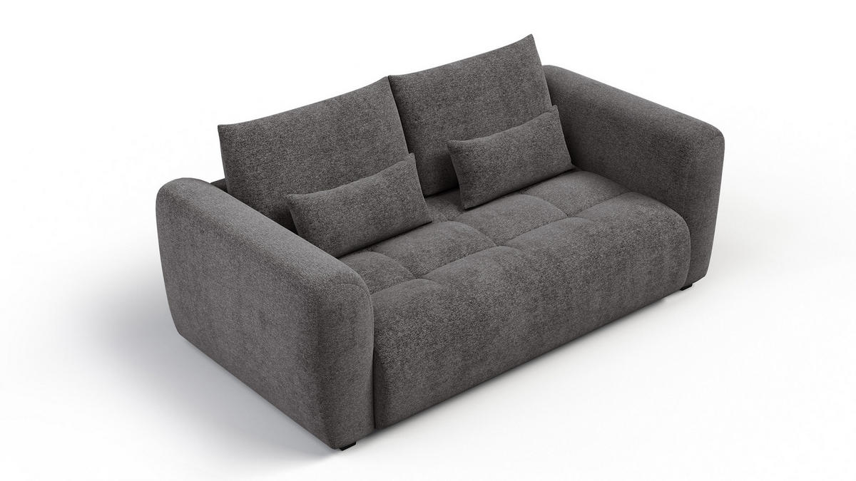 SOFA SORENO 3-Sitzer, dunkelgrau - Dunkelgrau/Schwarz, Holz/Textil (214/94/114cm) - Courtois Laville