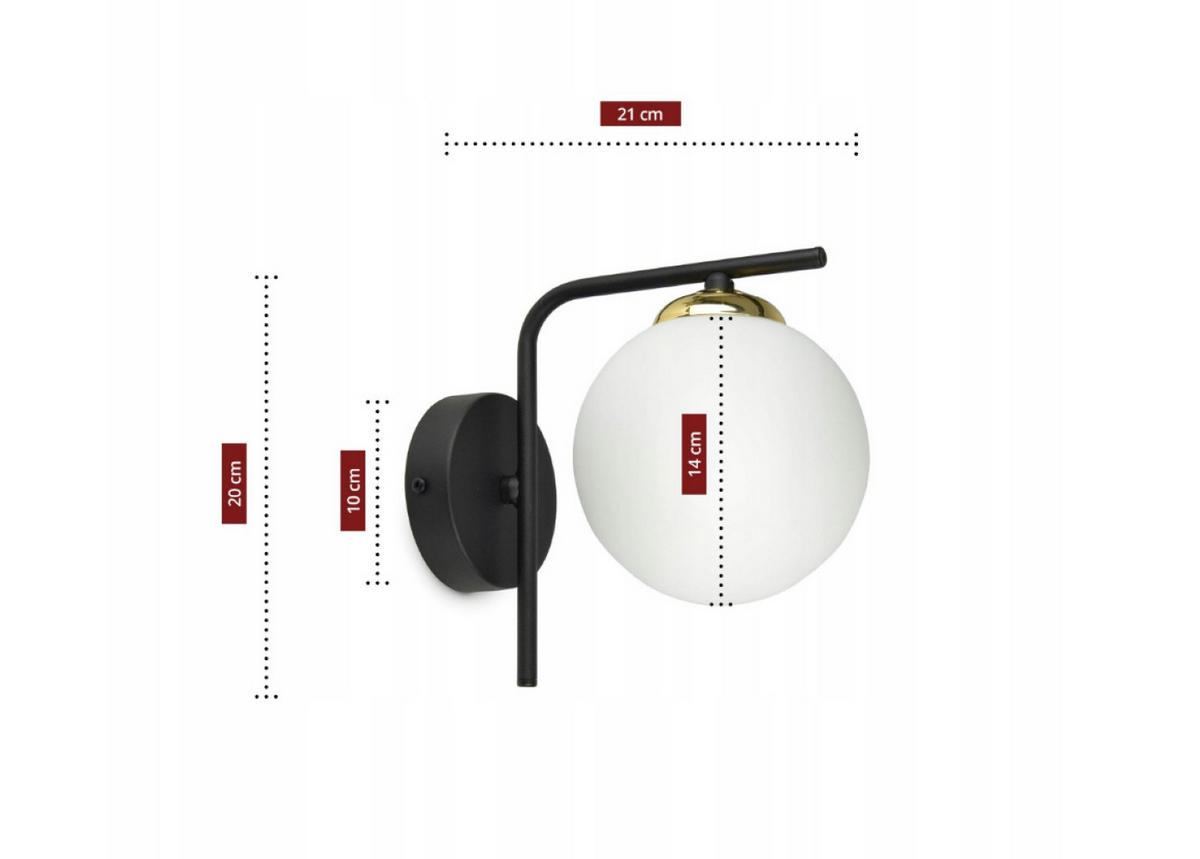 WANDLEUCHTE Milano Glas - Goldfarben/Schwarz, Glas/Metall (21/20/14cm) - kiki design