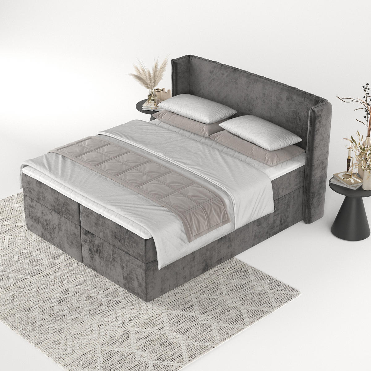 BOXBETT Viva 180/200 cm Anthrazit im Lotta Stoff - Anthrazit/Schwarz, Holz/Holzwerkstoff (180/200cm) - AltaBeds