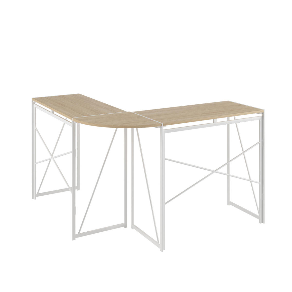 ECKSCHREIBTISCH Holzfarben L-Form mit Metallrahmen kratzfest - Naturfarben, Metall (118/118/74.5cm) - PANGIVO