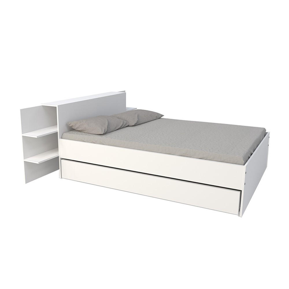 BETT CITY mit Kopfteil und Schublade/ Bett 140x190 - Weiß - Weiß, Holzwerkstoff (140/190cm) - Weber Industries