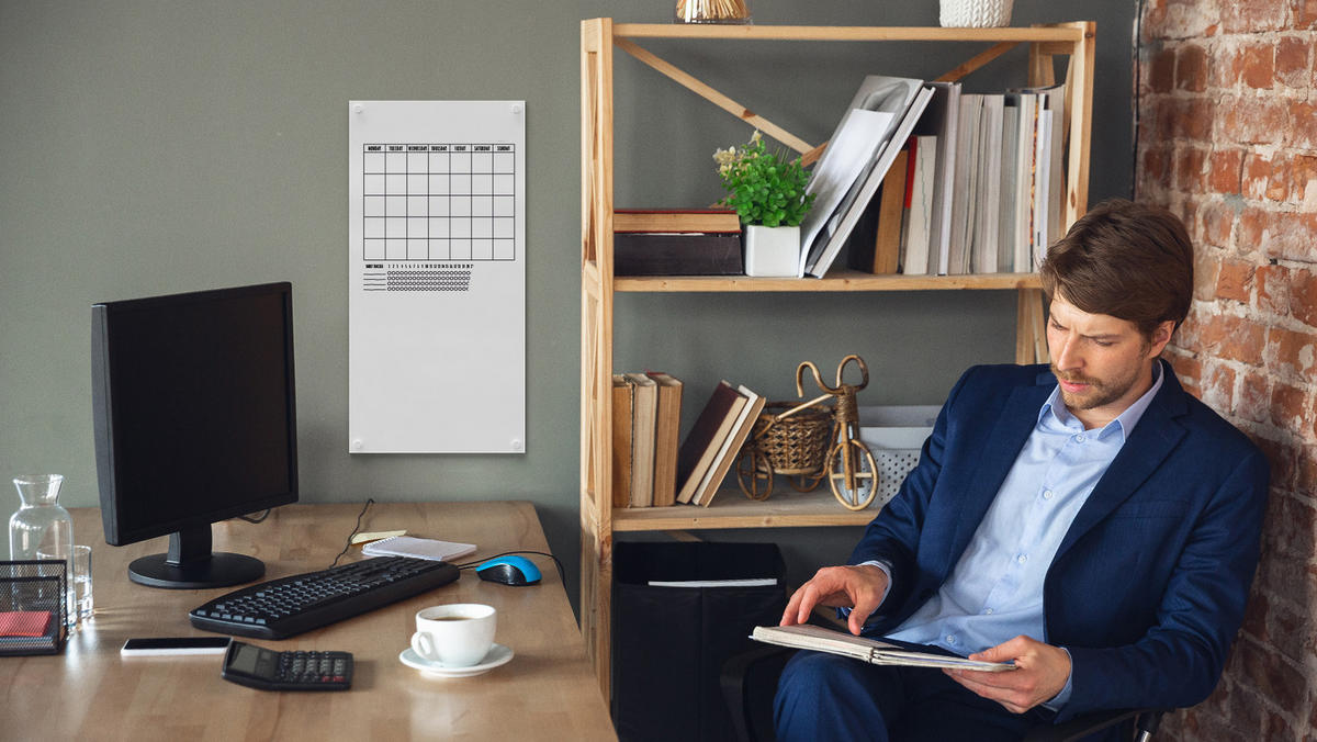 MAGNETPLATTE rahmenloses SLIMboard – Magnetisches trocken abwischbares Whiteboard 60×30 cm - Weiß, Metall (60/40/0.3cm) - ALLboards