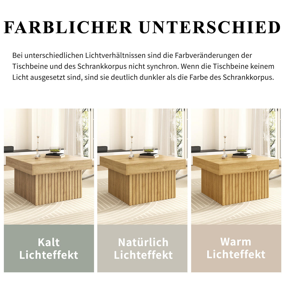 COUCHTISCH aus MDF und Spanplatte 79x79x46 cm Naturfarbe - Naturfarben, Holzwerkstoff (79/79/46cm) - IVMEU