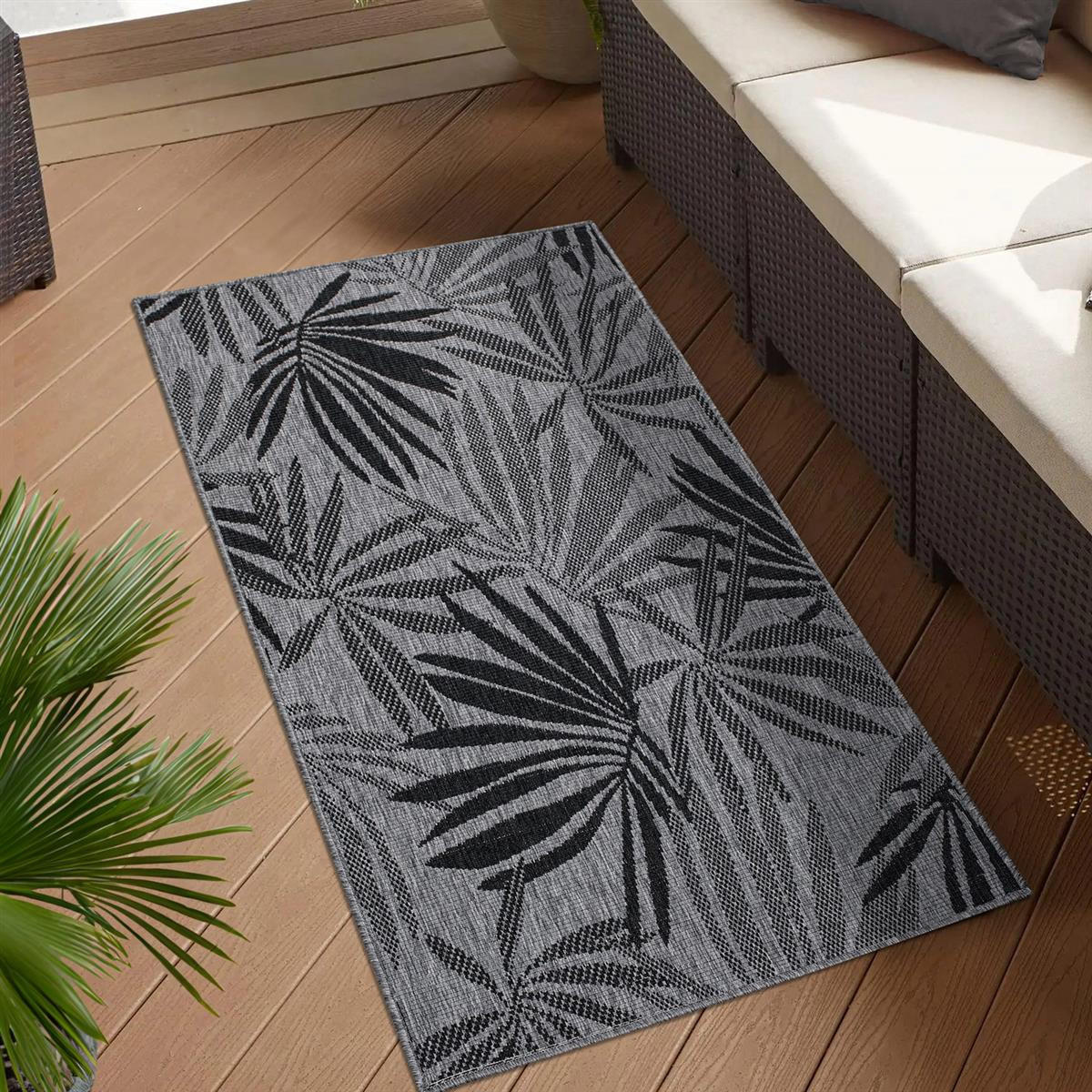 OUTDOOR-TEPPICH DuoRug 5771 Anthrazit 80x150 cm - Anthrazit, Textil (80/150cm) - carpet city