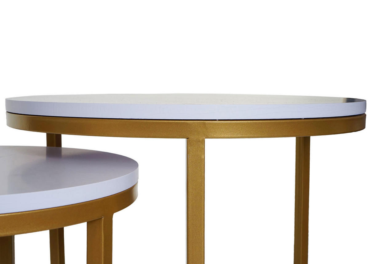 BEISTELLTISCH rund Weiß, Gold 2er-Set - Goldfarben/Weiß, Holzwerkstoff (40/40/64cm) - MCW