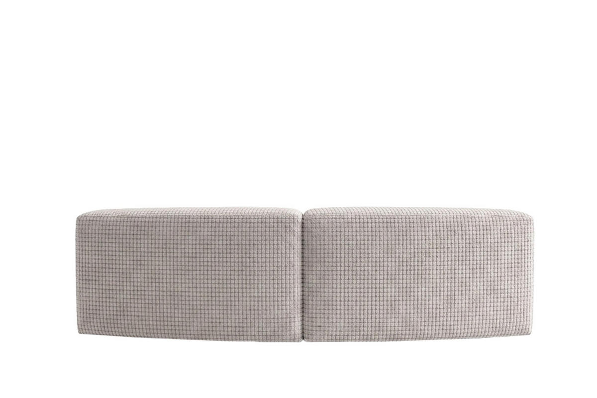 SOFA Round, Chenille-Stoff Cremona, Hellgrau, GRETA - Hellgrau, Holz (294/70/89cm) - Kaiser Möbel