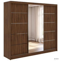 SCHWEBETÜRENSCHRANK 240 - SKORIA - Warmia Walnuss mit Spiegel - Walnussfarben/Alufarben, Holzwerkstoff/Metall (240/216/61cm) - MKS