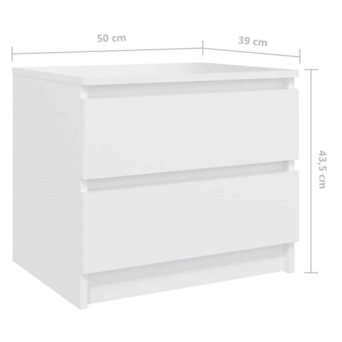 NACHTTISCH mit 2 Schubladen 50/39/43,5 cm aus Holzwerkstoff in Weiß - Weiß, Holz (50/43.5/39cm) - vidaXL