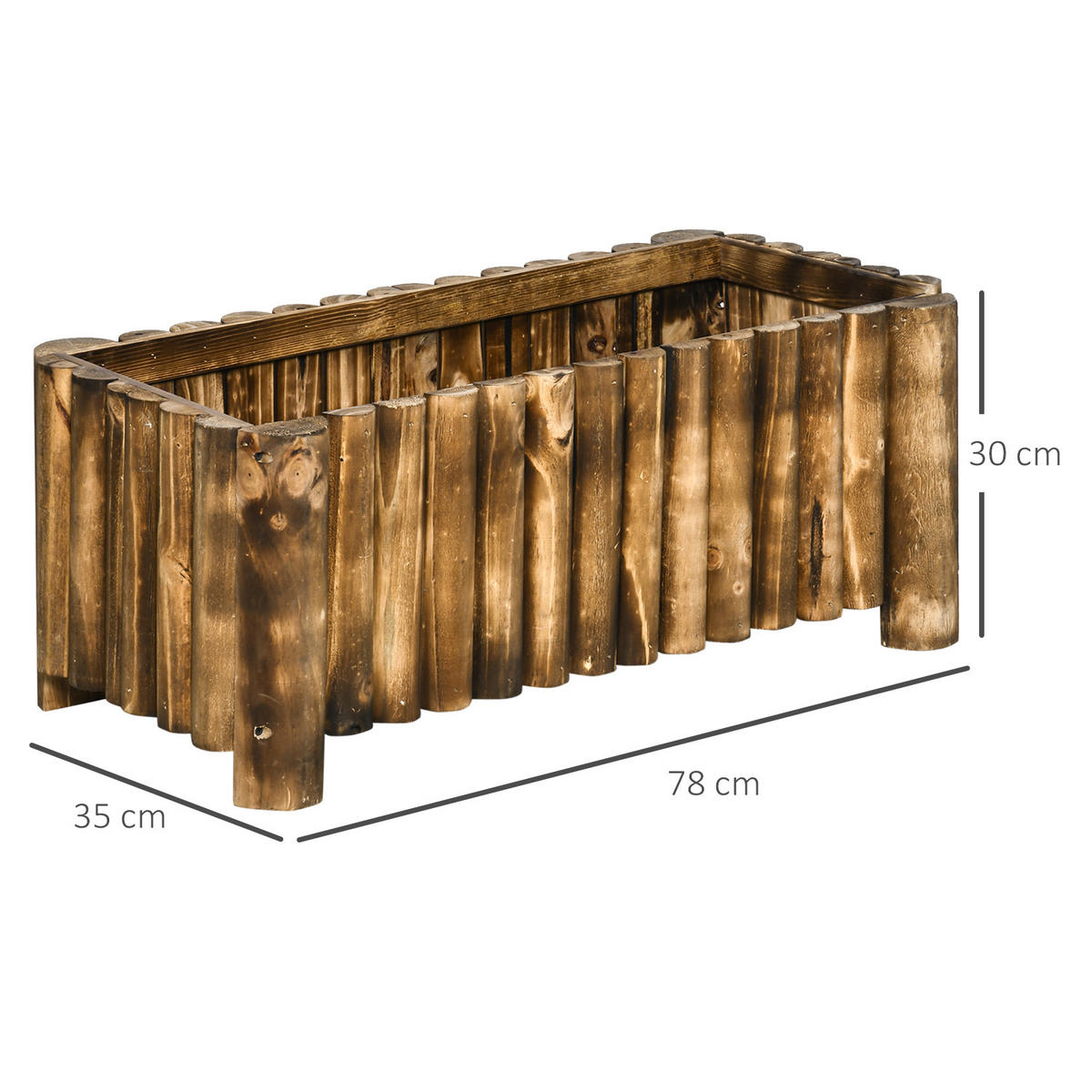 HOCHBEET Pflanzkasten Pflanzbeet Blumenbeet Blumenkasten, Tannenholz, Naturholz - Fichtefarben, Holz (35/30/78cm) - Outsunny