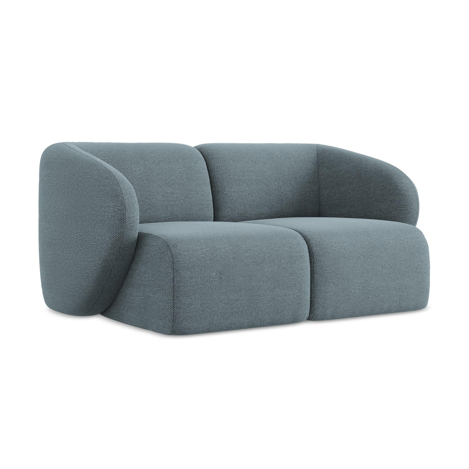 2-SITZER-SOFA Bouclé Stoff Blau - Blaugrau/Schwarz, Holzwerkstoff/Kunststoff (174/75/94cm) - LaMiaSofa