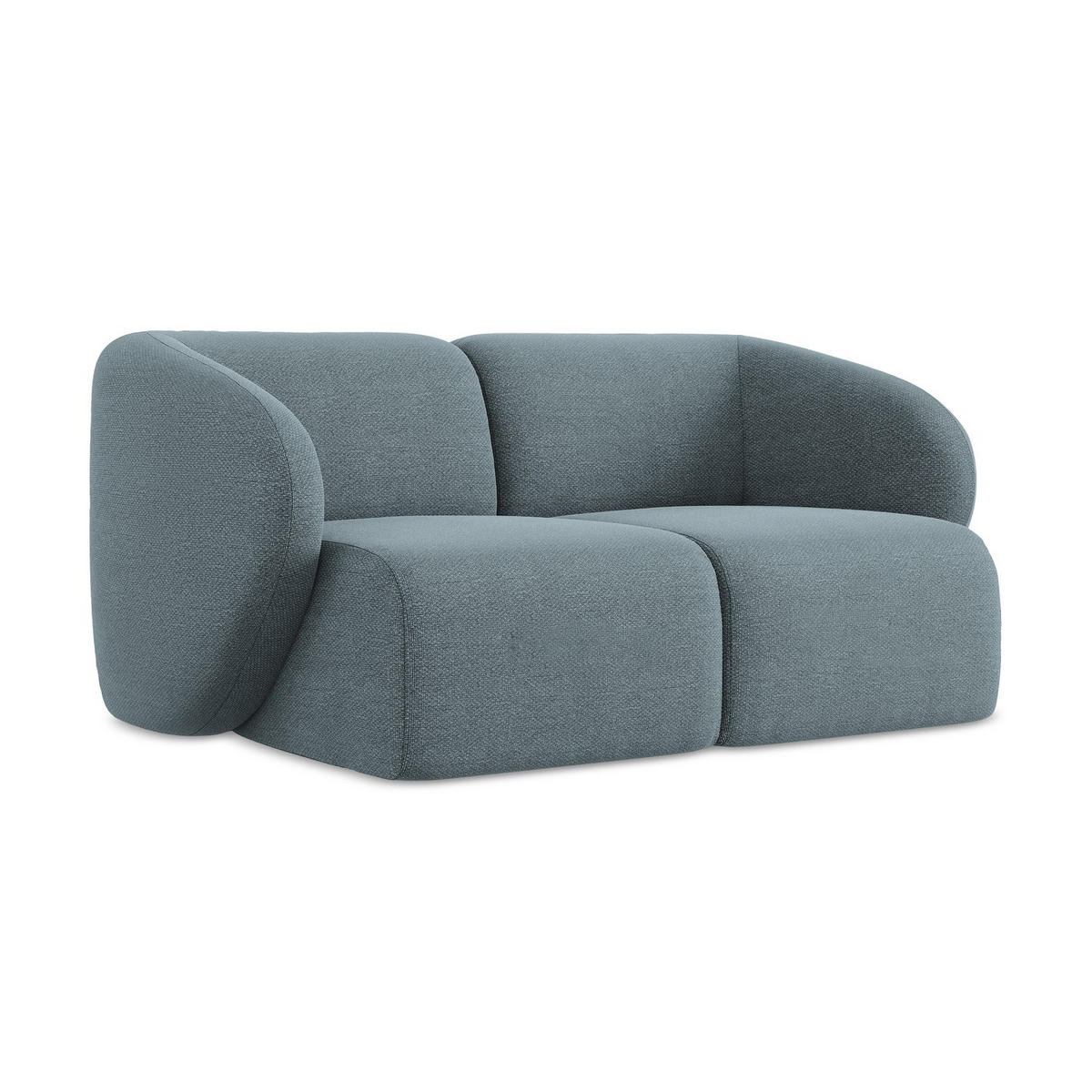 2-SITZER-SOFA Bouclé Stoff Blau - Blaugrau/Schwarz, Holzwerkstoff/Kunststoff (174/75/94cm) - LaMiaSofa