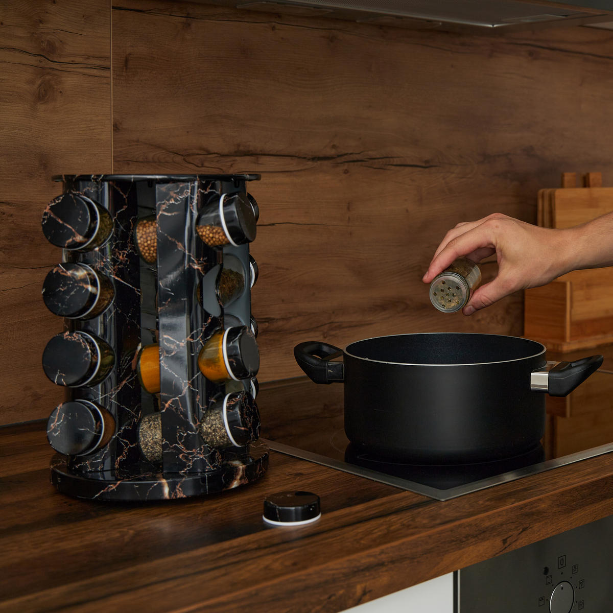 17tlg.GEWÜRZKARUSSELL - Multicolor, Glas/Kunststoff (19/27.5/19cm) - Relaxdays