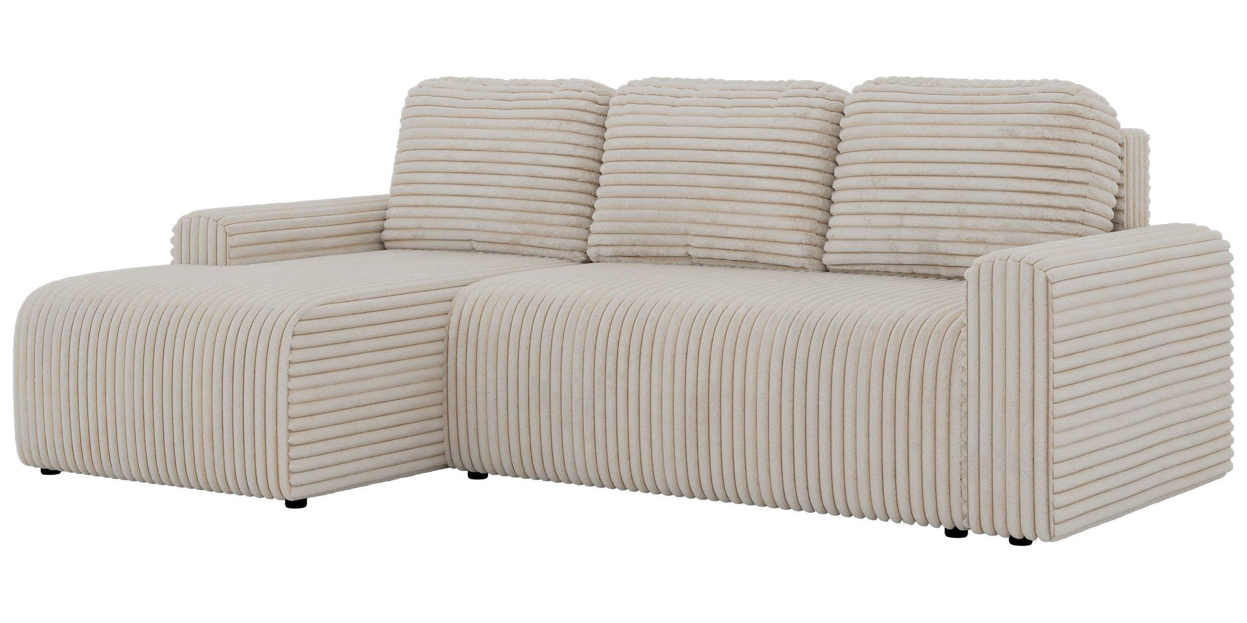 ECKSOFA NESSARO L Beige Cord - Links Seite - Beige/Schwarz, Kunststoff/Textil (244/151cm) - MKS