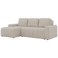ECKSOFA NESSARO L Beige Cord - Links Seite - Beige/Schwarz, Kunststoff/Textil (244/151cm) - MKS