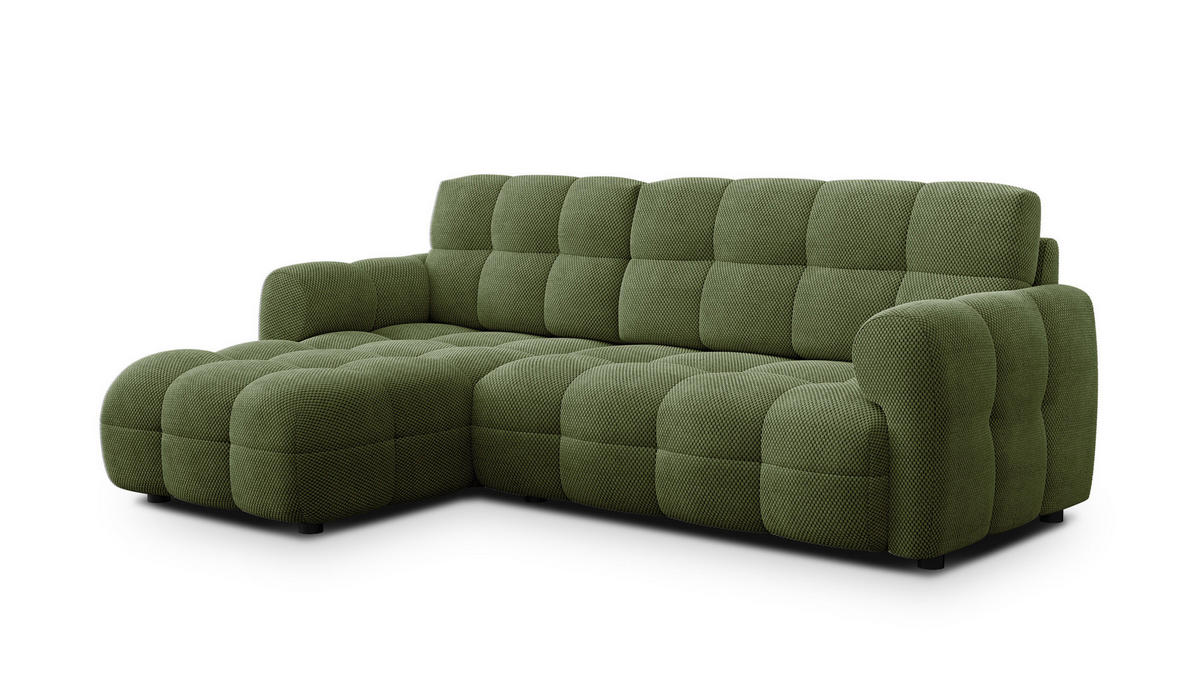 ECKSOFA MELLOW 3-Sitzer, olive - Schwarz/Grün, Holz/Textil (232/156cm) - Courtois Laville