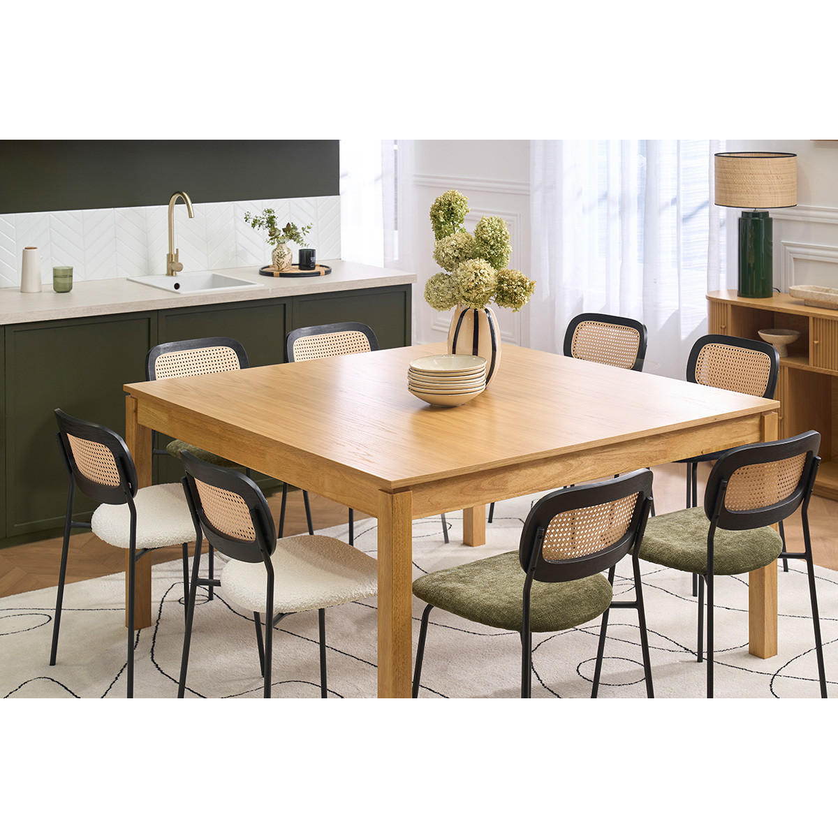 ESSTISCH aus hellem Holz L140 cm SYLVA - Eiche Bianco, Holz (140/140/75cm) - Miliboo