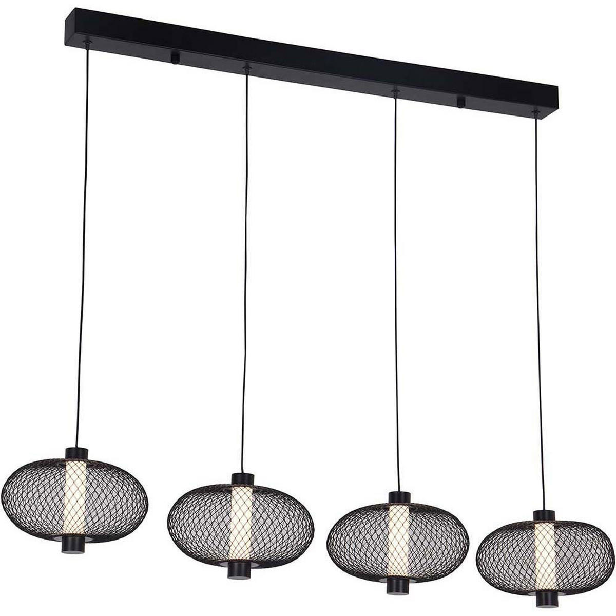 LED HÄNGELEUCHTE Astari Schwarz Metallgeflecht - Schwarz, Metall (116.5/22/150cm) - Nowa
