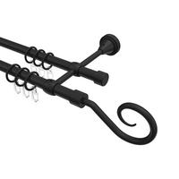 GARDINENSTANGE Primus Allegra 140 cm, 2-läufig, 16 mm Ø Schwarz - Schwarz, Metall (140cm) - INTERDECO