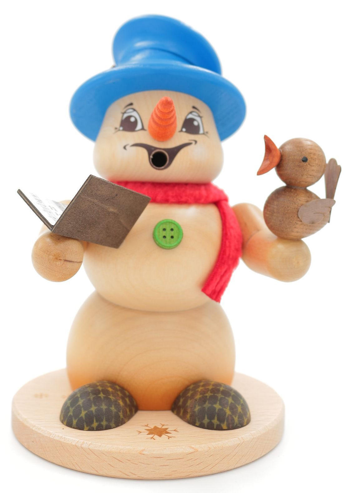 RAUCHFIGUR Schneemann Natur Sänger 19 cm - Multicolor, Holz (15/19/0.1cm)