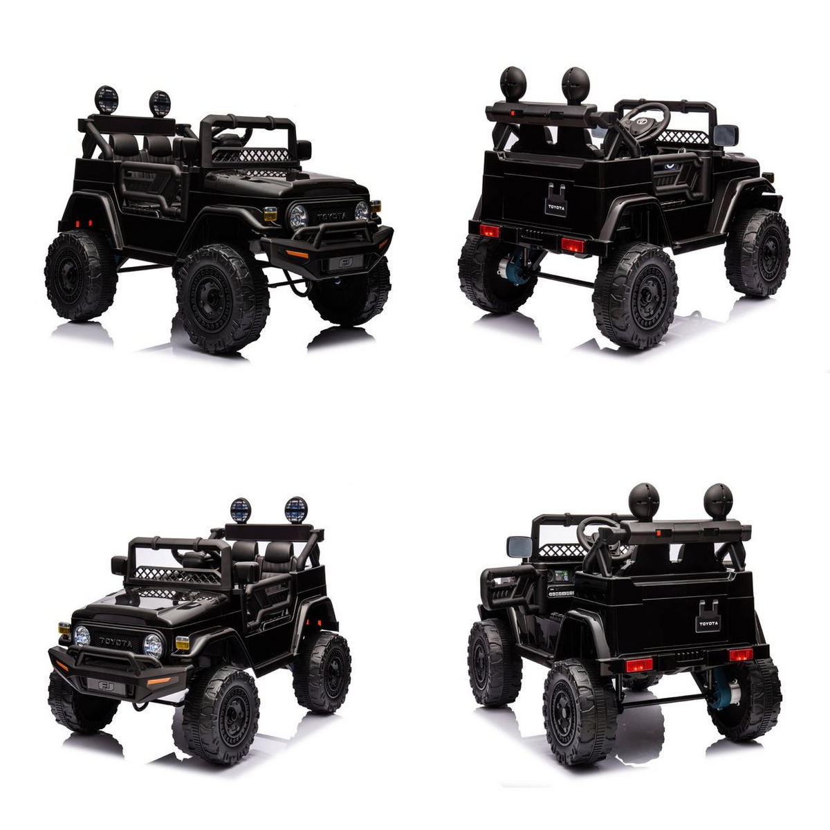 ELEKTROAUTO SUV Toyota schwarz FJ Cruiser EVA-Reifen Musik LED-Lichter - Schwarz, Kunststoff (124/79/80cm) - Chipolino