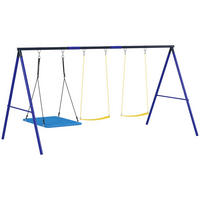 KINDERSCHAUKEL Outdoor Schaukelgerüst mit Plattformschaukel, Gürtelschaukel - Multicolor, Metall (180/365cm) - AIYAPLAY