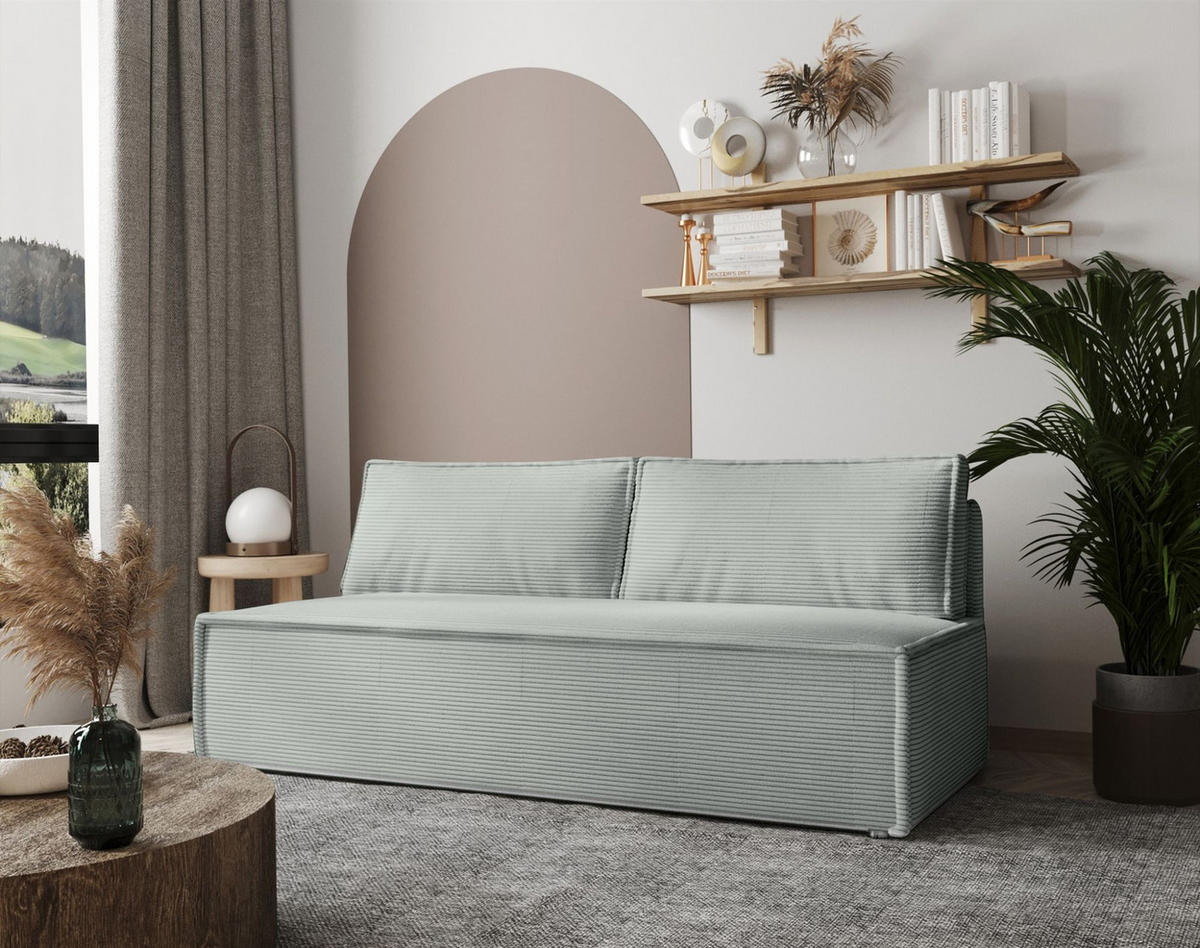 SCHLAFSOFA Amanda In Zoom - Hellgrün, Holzwerkstoff/Textil (200/89/100cm) - Fun Möbel