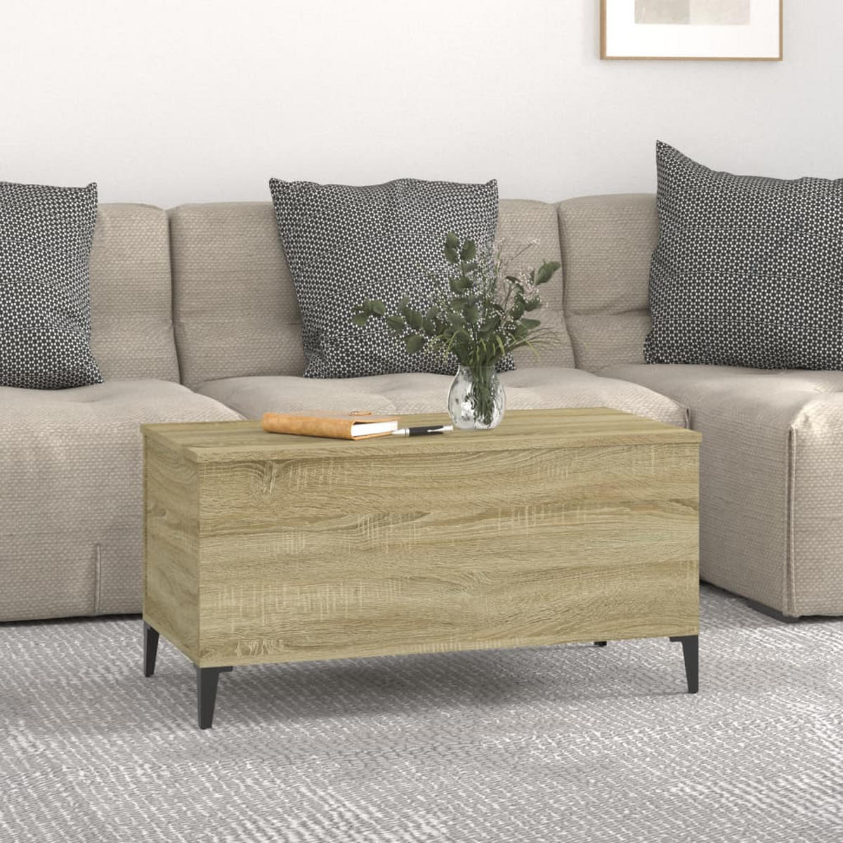 COUCHTISCH Sonoma-Eiche 90x44,5x45 cm Holzwerkstoff - Braun, Holzwerkstoff (90/44.5/45cm) - furnicato