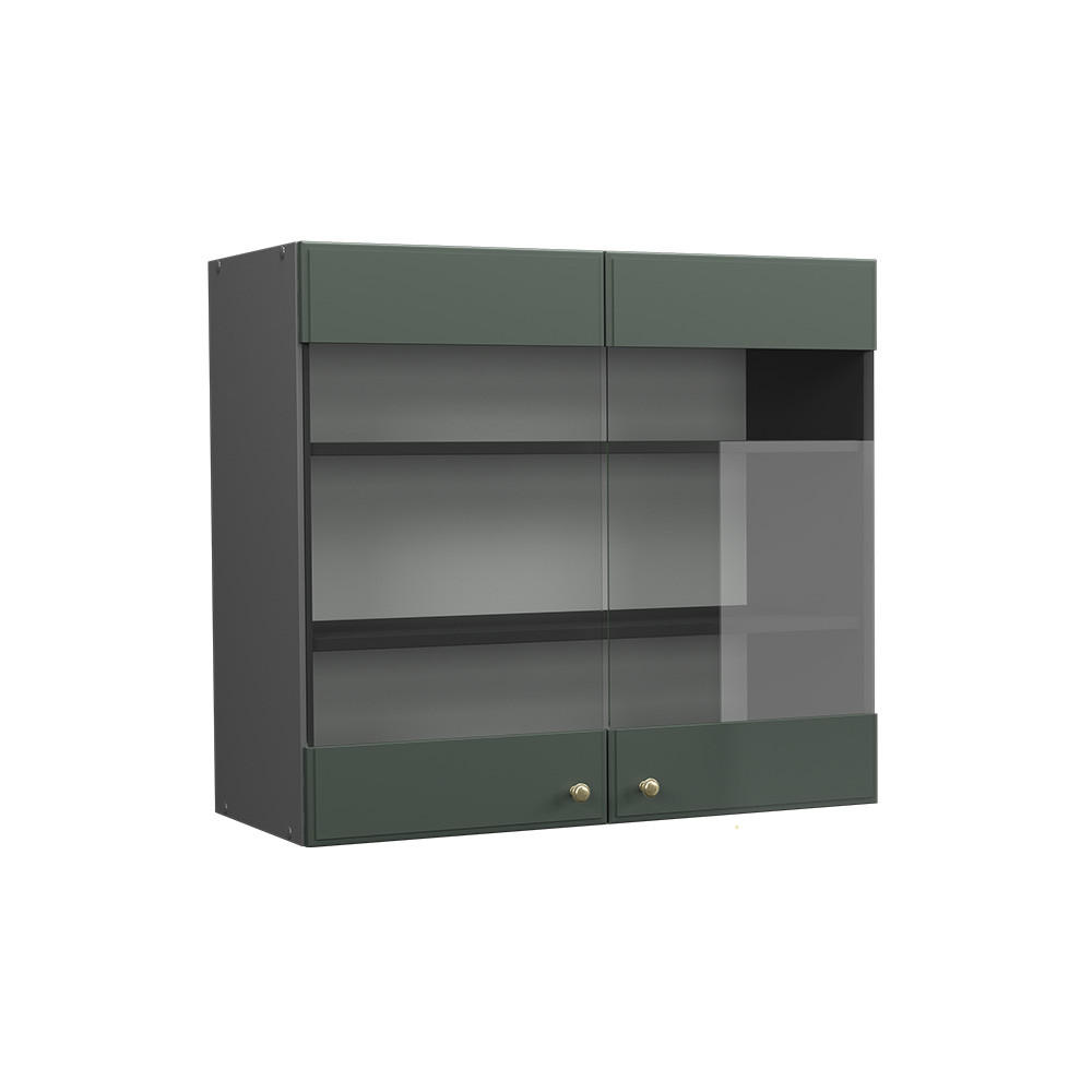 KÜCHENGLASSCHRANK Fame-Line Grün-Gold Landhaus 80 cm - Anthrazit/Grün, Holzwerkstoff (80/72/34.1cm) - Vicco