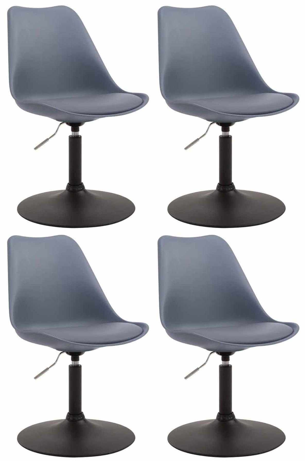 DREHSTUHL 4er Set Kunststoff grau - Schwarz/Grau, Kunststoff/Metall (48/76/57cm) - CLP