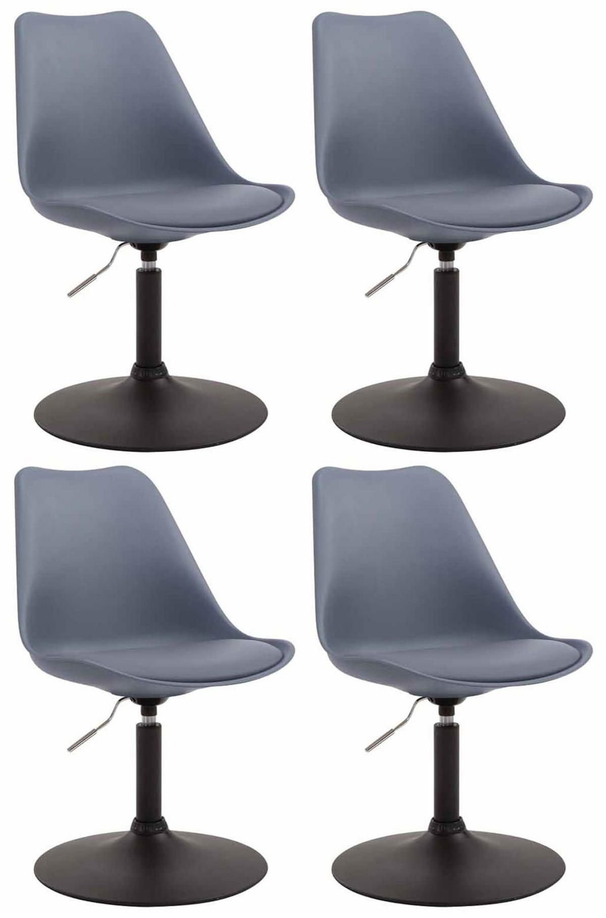 DREHSTUHL 4er Set Kunststoff grau - Schwarz/Grau, Kunststoff/Metall (48/76/57cm) - CLP