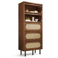SIDEBOARD 80/40/163 cm Nussbaum aus Holz mit Rattan - Walnussfarben, Holzwerkstoff (40/163/80cm) - OKMYHOME