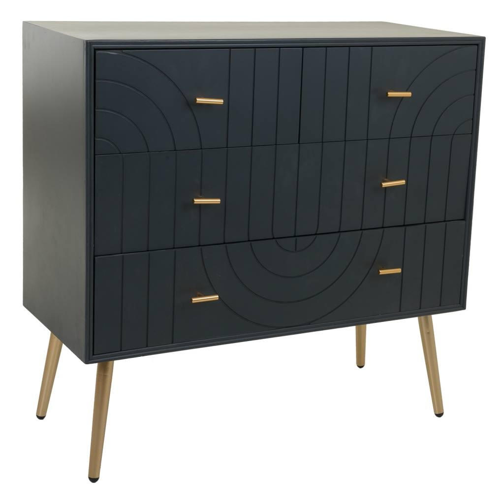 KOMMODE aus Holz und Metall, Schwarz 80x37x78 - Grau, Holzwerkstoff (80/37/78cm) - Wanderlust