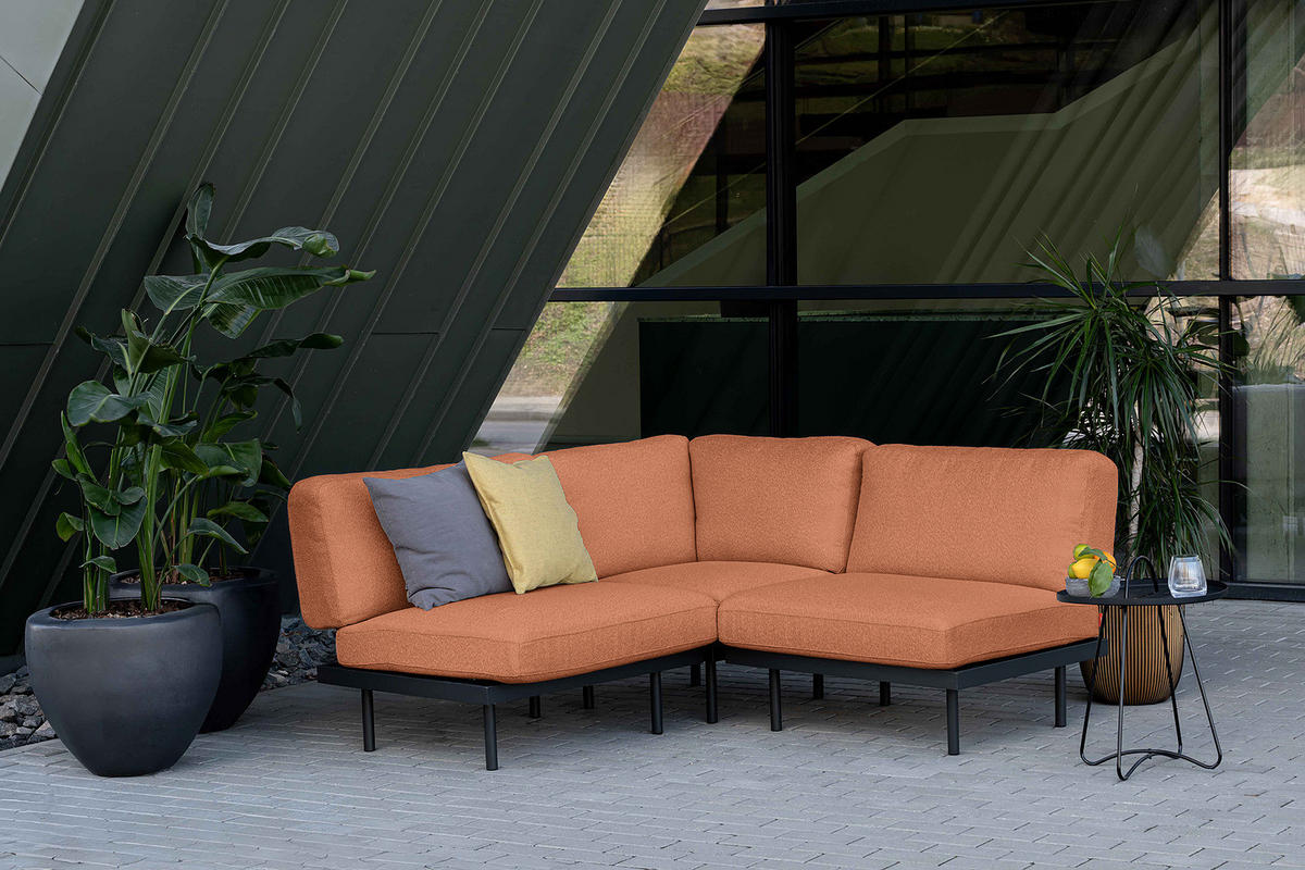 OUTDOOR-ECKSOFA - Rosa, Textil/Metall (172/80/172cm) - home24