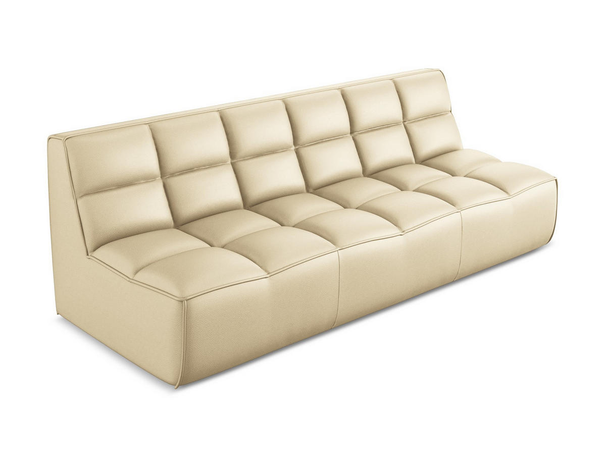 3-SITZER SOFA Kunstleder Beige - Beige/Schwarz, Leder/Kunststoff (210/75/93cm) - Makamii