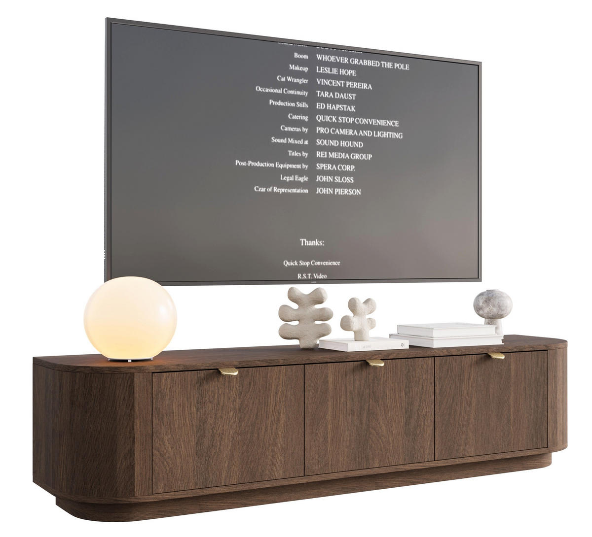 TV stolek Coru, dub, 175 cm - tmavě hnědá, kov/kompozitní dřevo (175.4/40.9/39.1cm) - Selsey