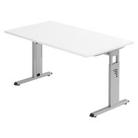 SCHREIBTISCH Serie-O 80/140/74 cm in Weiß/Silberfarben - Silberfarben/Weiß, Holzwerkstoff (80/140/74cm) - bümö
