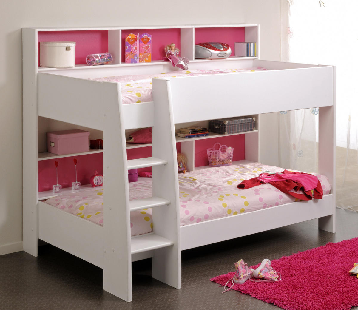 ETAGENBETT Jugendzimmer 2x Bett 90 x 200 cm Lattenrost - Weiß, Holzwerkstoff (90/200cm) - Parisot Meuble