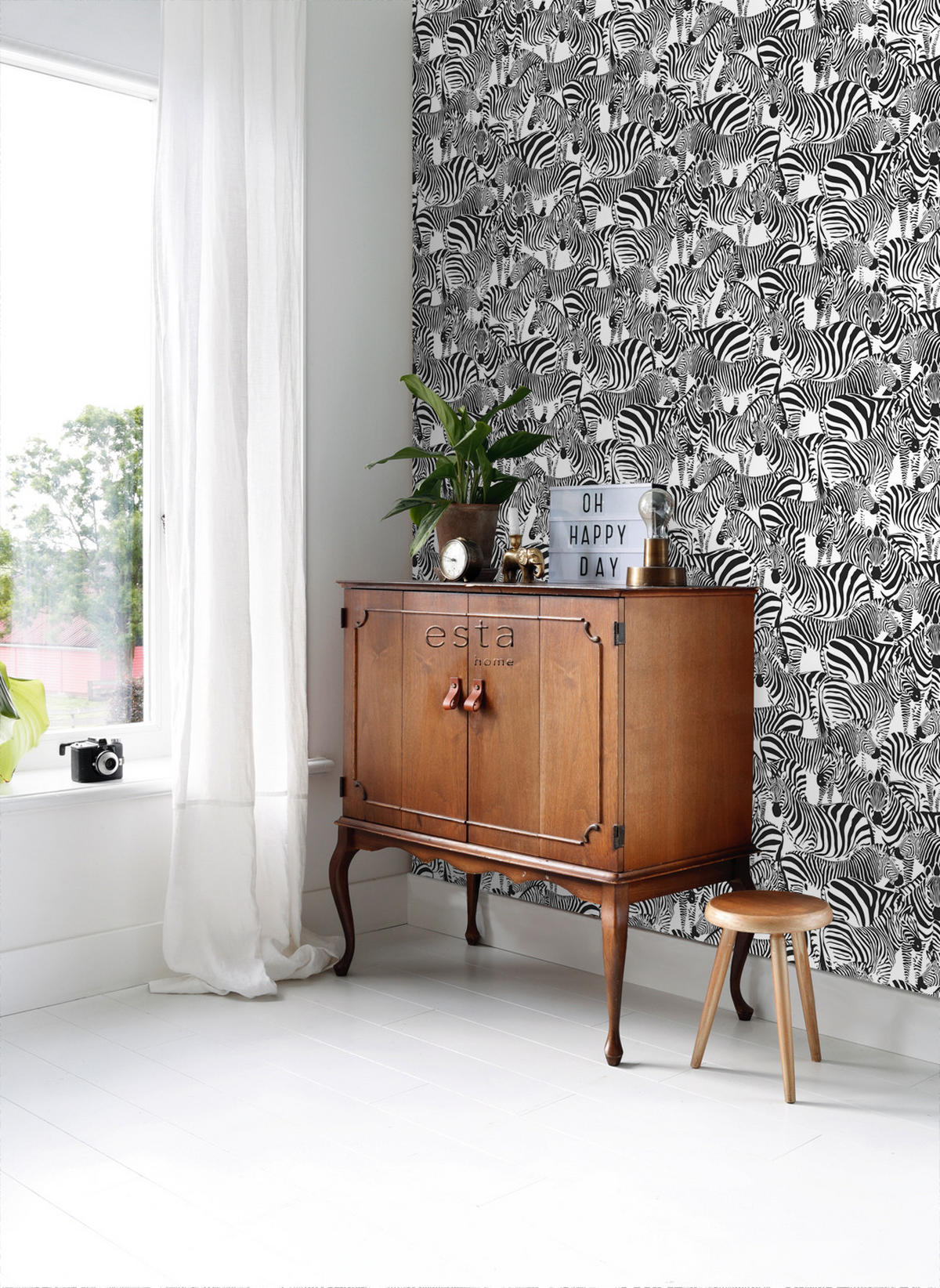 TAPETE Zebras 53 cm x 10.05 m - Schwarz, Papier (53/1000cm) - ESTAhome