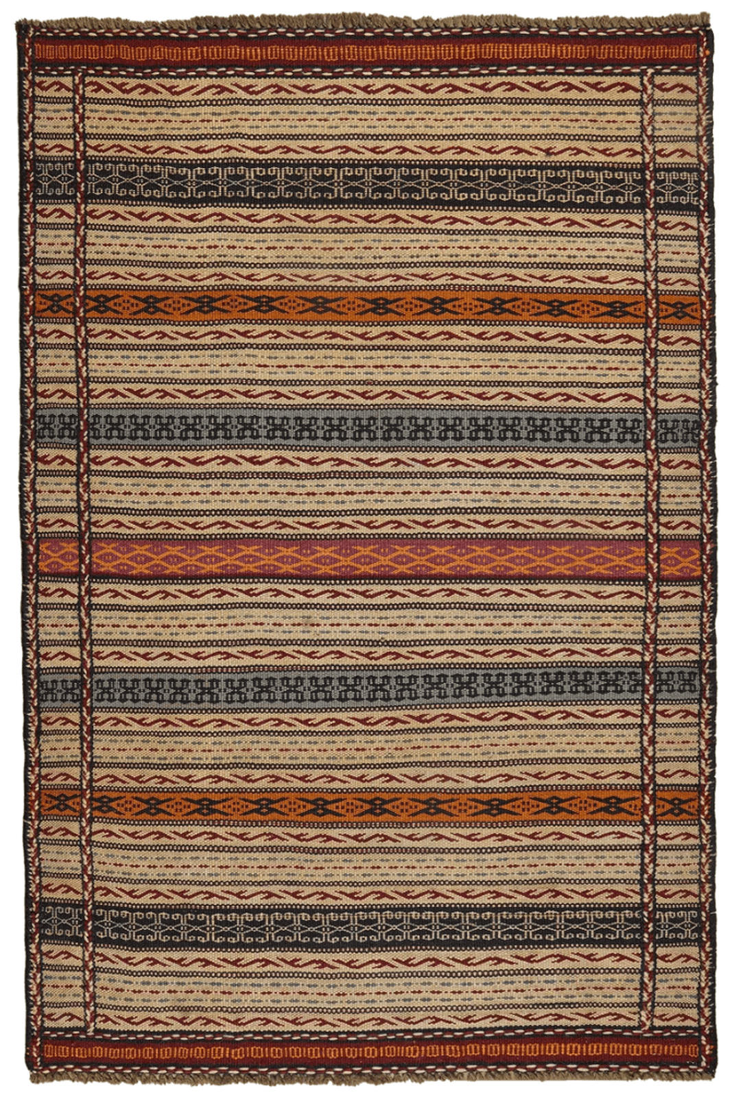 Looma Kelim-Teppich Beige, Mehrfarbig 100x150 cm
