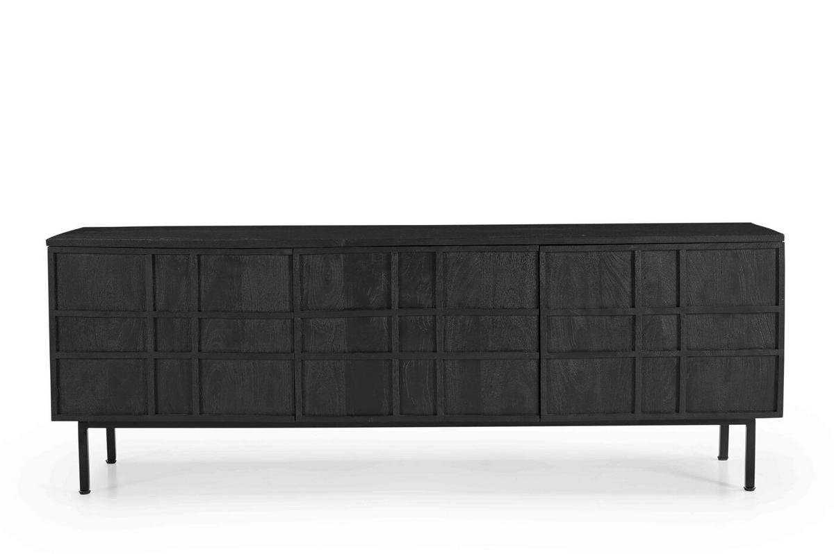 TV-MÖBEL aus Mangoholz 160cm, schwarz - Schwarz, Holz (160/56/40cm) - Giga Meubel