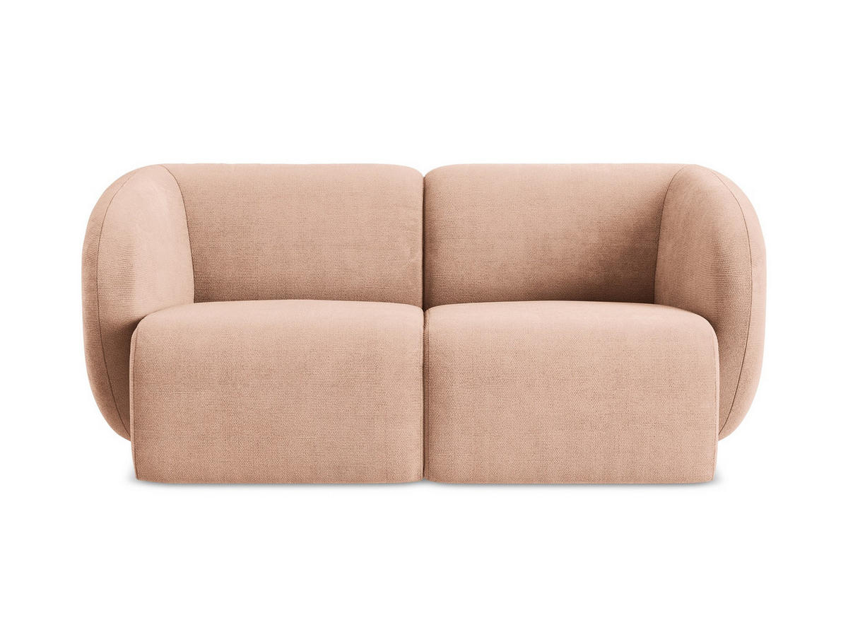 2-SITZER-SOFA Chenille Stoff Pink - Koralle/Schwarz, Holzwerkstoff/Kunststoff (174/75/94cm) - Makamii