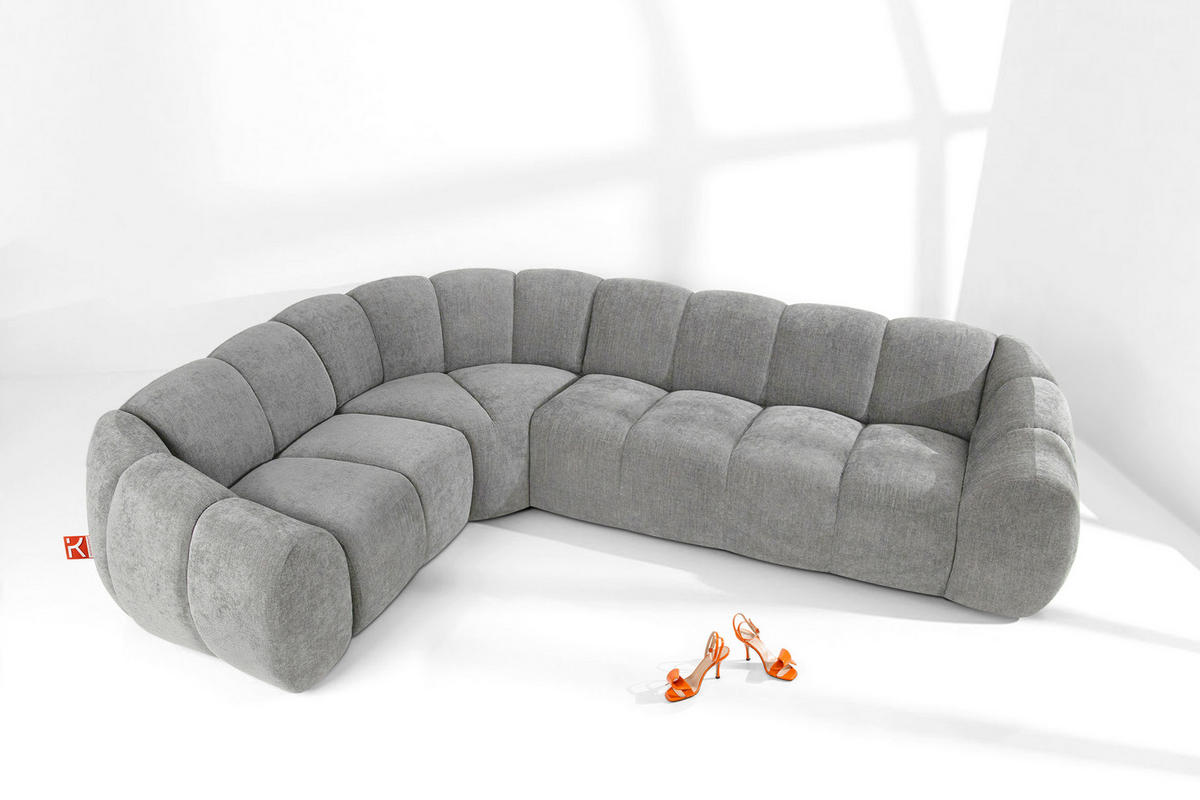 ECKSOFA LINKS FLAVA, hell Aschgrau - Hellgrau, Holz/Holzwerkstoff (310/230cm) - KONSIMO®