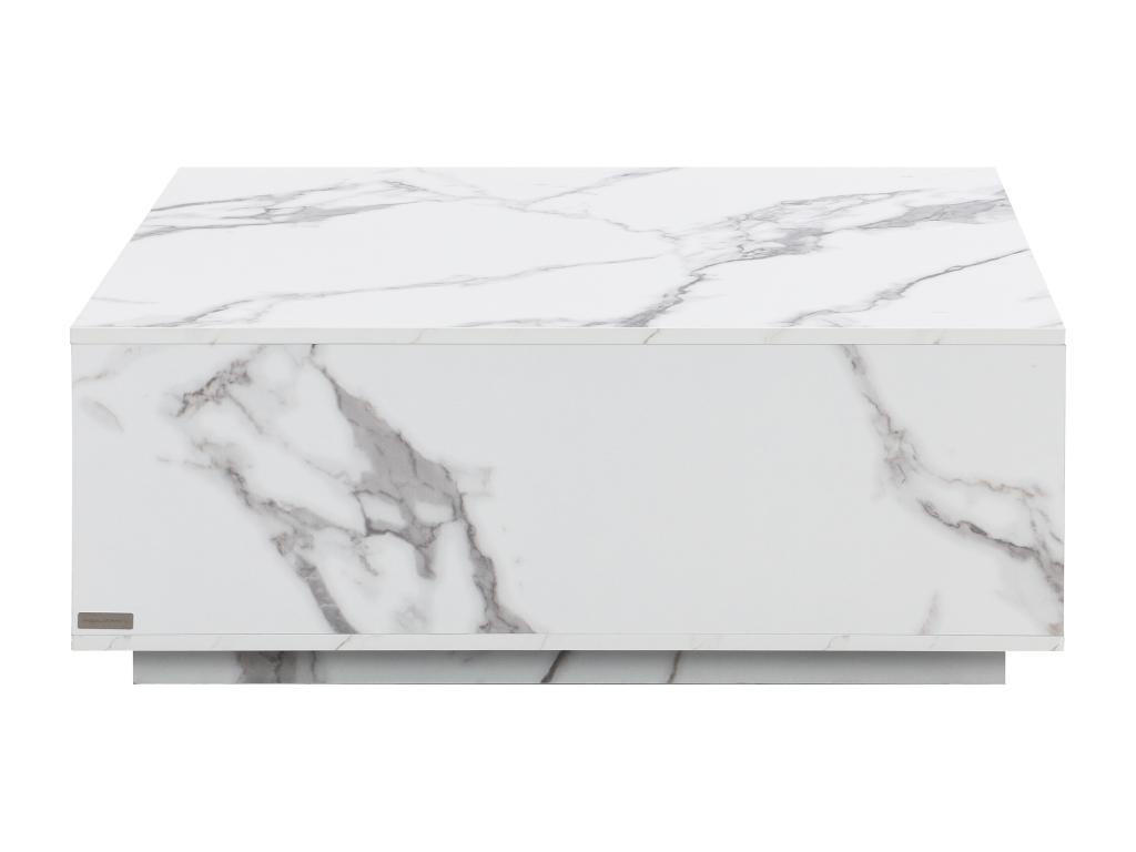 COUCHTISCH mit 2 Schubladen - MDF - Marmor-Optik Weiß - ANTRIM - Weiß, Holz (90/90/35cm) - Pascal Morabito