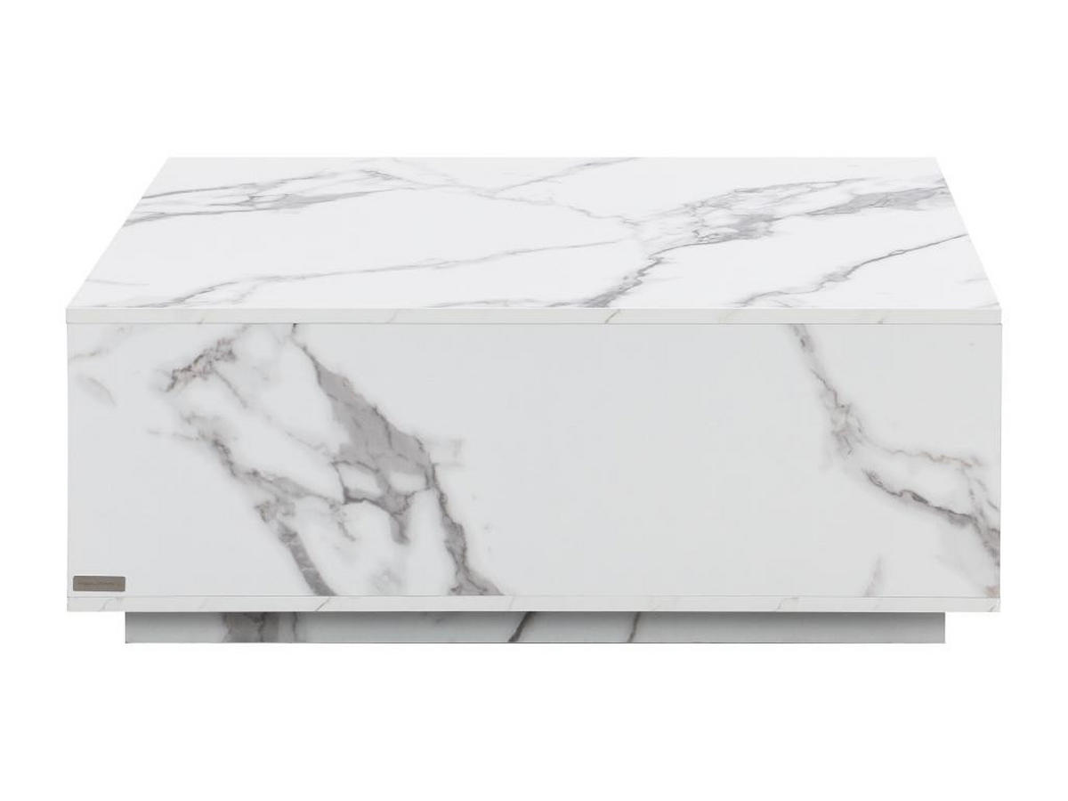 COUCHTISCH mit 2 Schubladen - MDF - Marmor-Optik Weiß - ANTRIM - Weiß, Holz (90/90/35cm) - Pascal Morabito