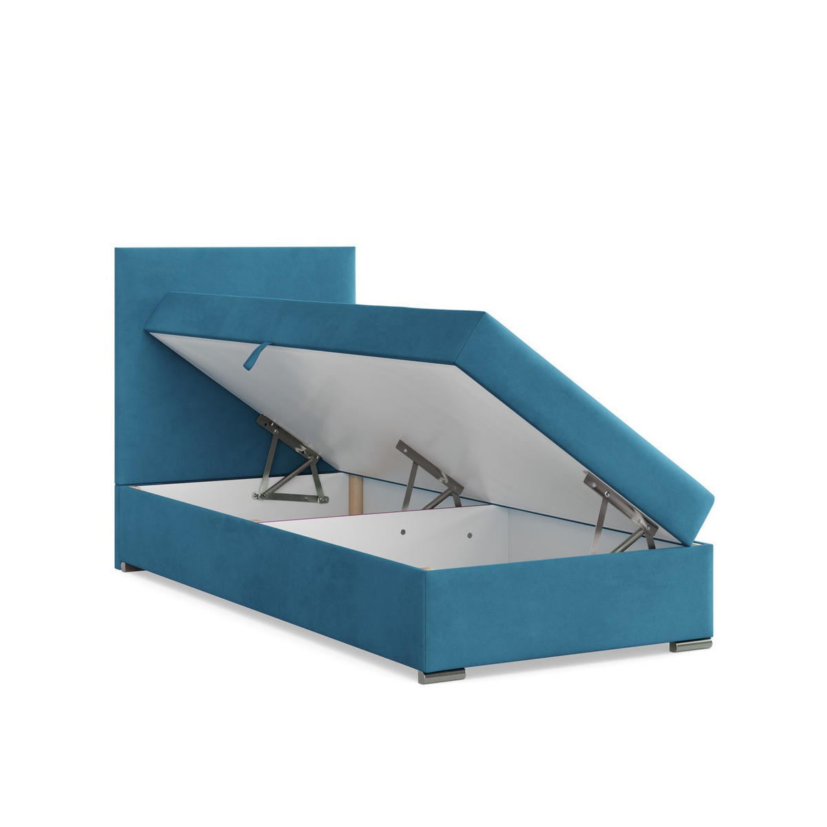 BOXBETT MIT KOPFTEIL 90x200 CALVI, Blau - Blau, Textil (90/200cm) - Mebligo